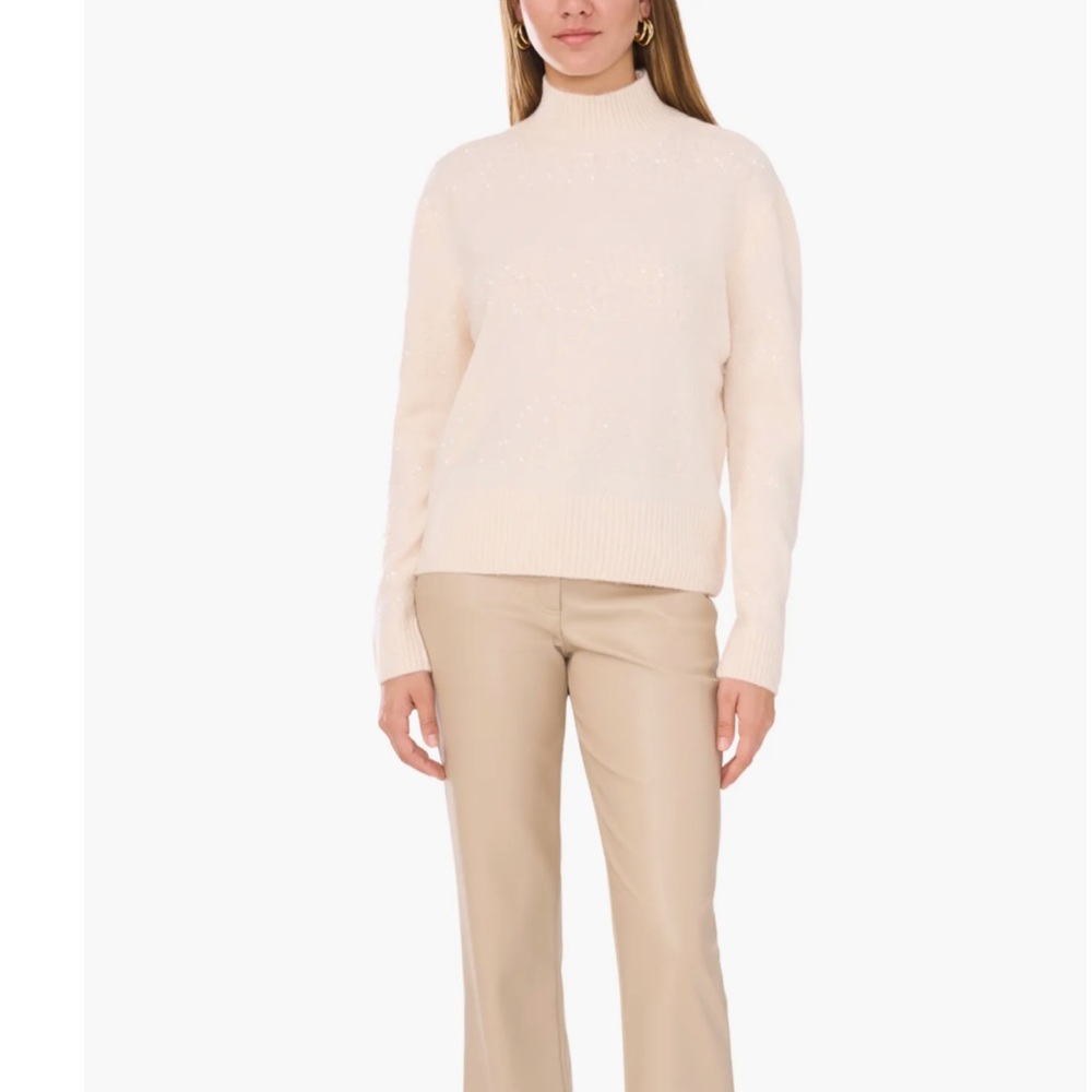 NWT Vince Camuto Sequin Stripe Mock Neck Sweater